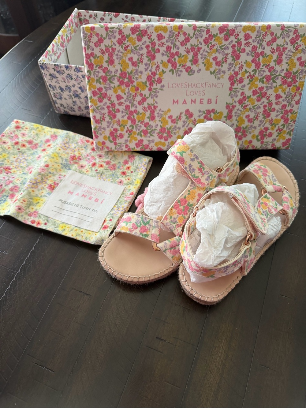 Manebí Floral Pink Sandals by LoveShackFancy